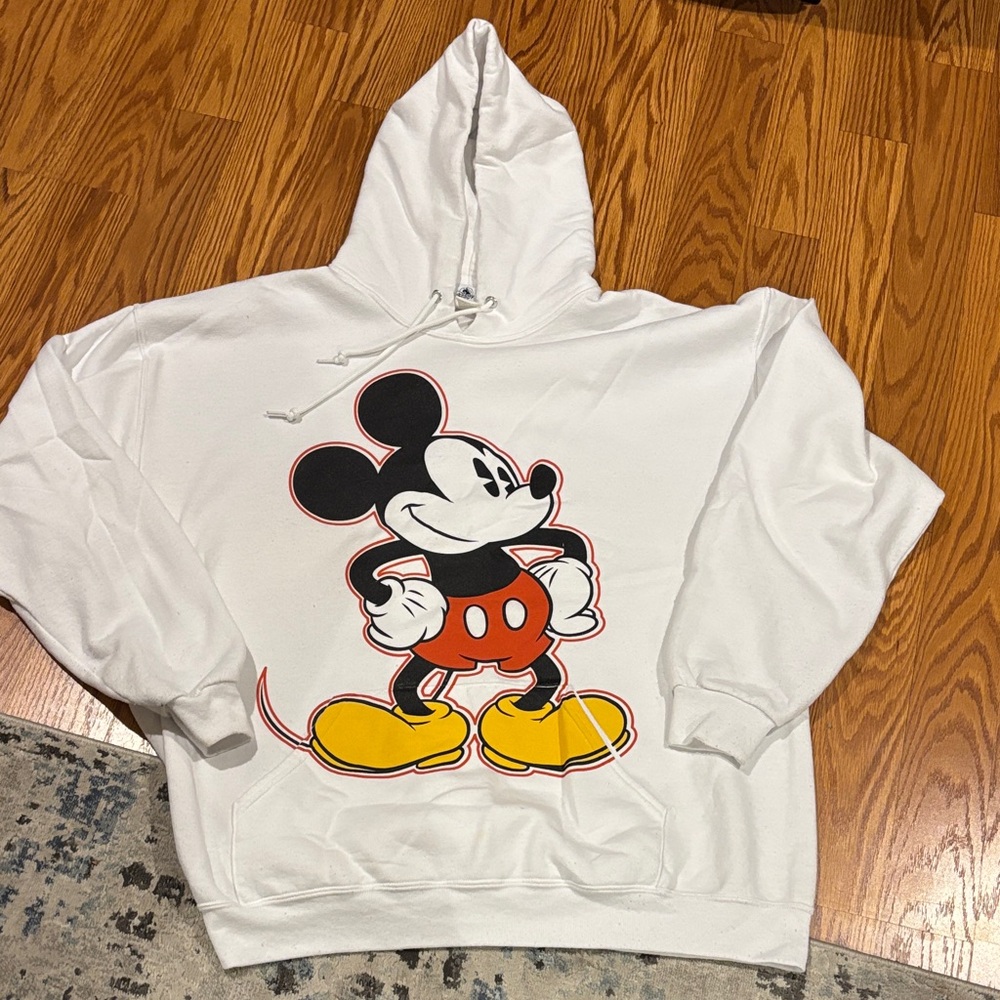 Disney Parks White Hoodie with Mickey Mouse Print -size XL